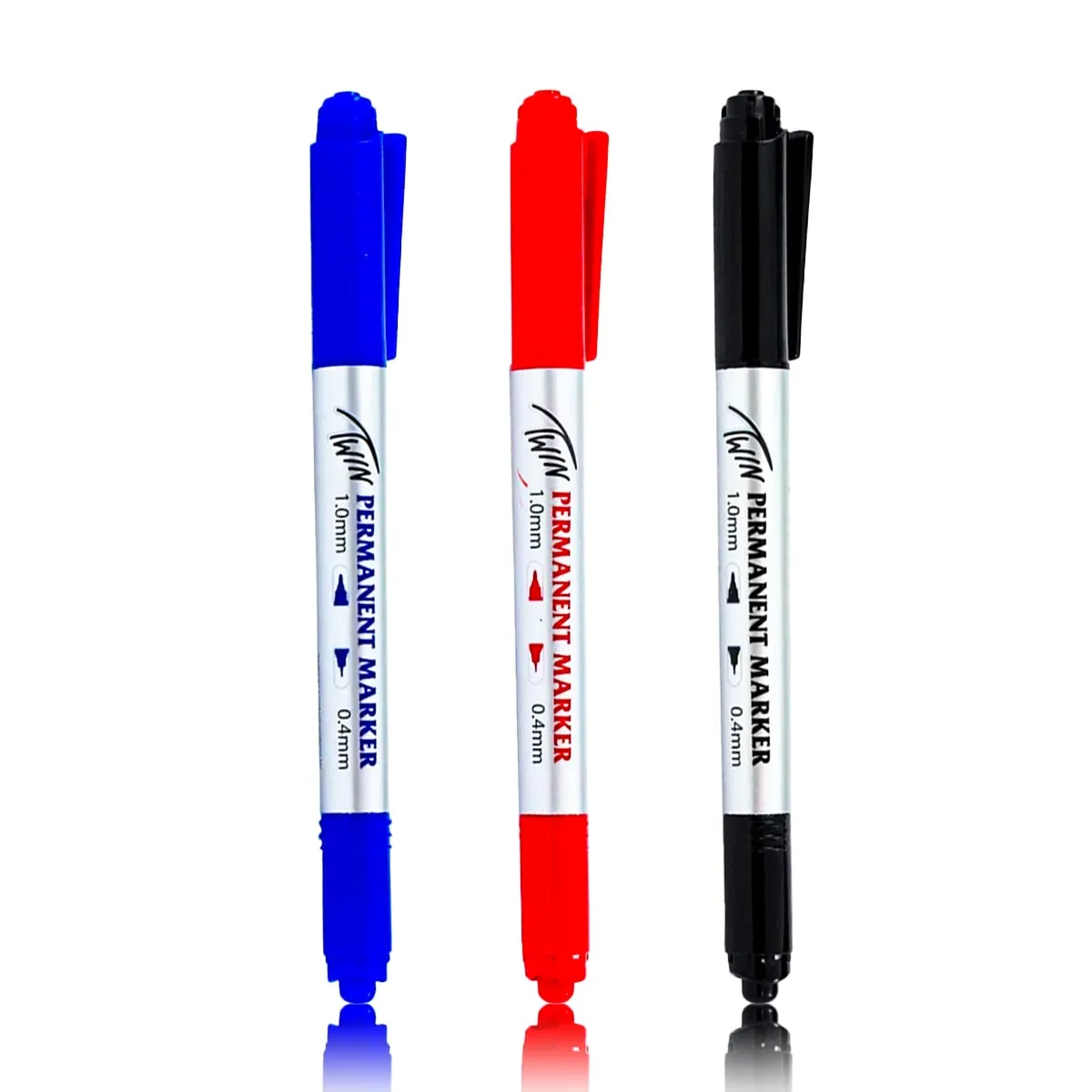 bút lông dầu flexoffice fo-pm-01 với ba màu xanh, đỏ, đen thiết kế hai đầu 1.0mm và 0.4mm chuyên dụng