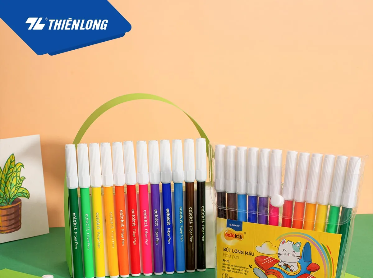 Bộ bút lông màu Colokit FP-01 nhiều màu sắc tươi sáng sắp xếp ngăn nắp trong hộp nhựa tiện lợi