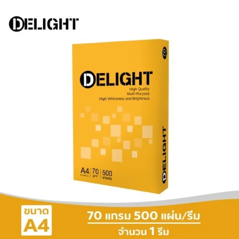 Ram giấy a4 delight 70gsm đóng gói 500 tờ màu vàng nổi bật
