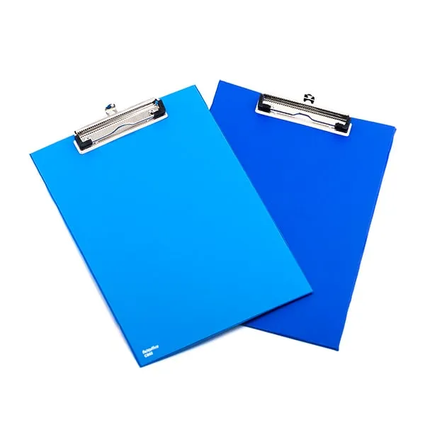 Hai chiếc bìa trình ký đơn flexoffice FO-CB02 A4 với màu xanh dương đậm và nhạt đặt cạnh nhau.