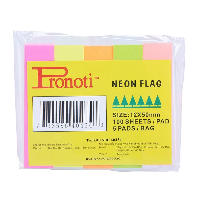 giấy phân trang pronoti 40434 nhiều màu sắc rực rỡ, kích thước 12x50mm giúp đánh dấu tài liệu hiệu quả.