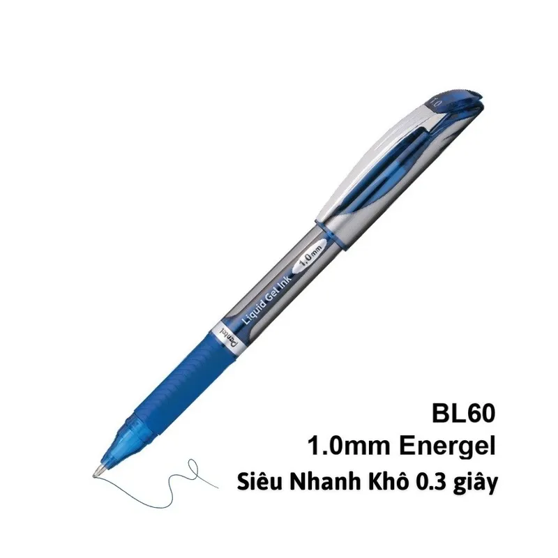 Bút ký Pentel BL60 1.0mm vỏ xanh mực gel siêu nhanh khô, thiết kế hiện đại sang trọng.