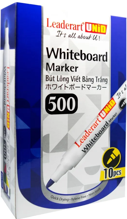 Hộp 10 chiếc bút dạ bảng leaderart 500 chất lượng cao với thiết kế tiện dụng