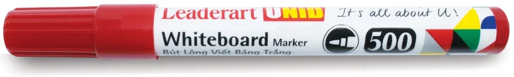 Bút dạ bảng Leaderart LA-500 màu đỏ với thiết kế đầu ngòi nhỏ, tiện dụng cho việc ghi chép trên bảng trắng.