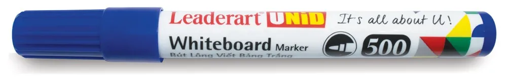 Bút dạ bảng Leaderart LA-500 màu xanh dương với thiết kế thân trắng nổi bật