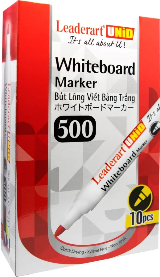 Hộp 10 cây bút dạ bảng leaderart 500 chất lượng cao, viết êm và nhanh khô