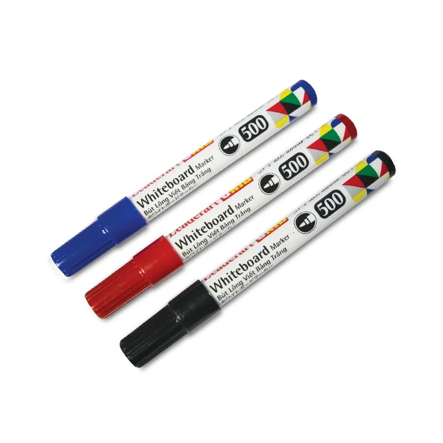 Bộ ba bút dạ bảng Leaderart LA-500 màu xanh, đỏ, đen với thiết kế đầu bút 1-2mm tiện dụng.