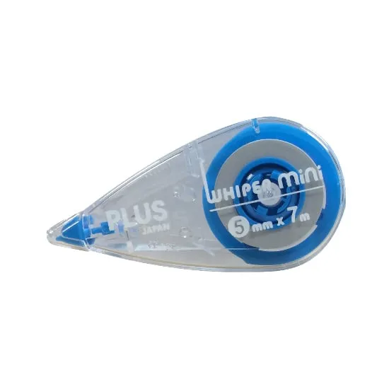 Băng xóa Plus Whiper Mini WH-505 nhỏ gọn với kích thước 5mm x 7m vỏ trong suốt