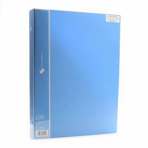 File lá Plus A4 màu xanh dương đứng thẳng, thiết kế bìa nhựa chắc chắn dùng lưu trữ tài liệu văn phòng