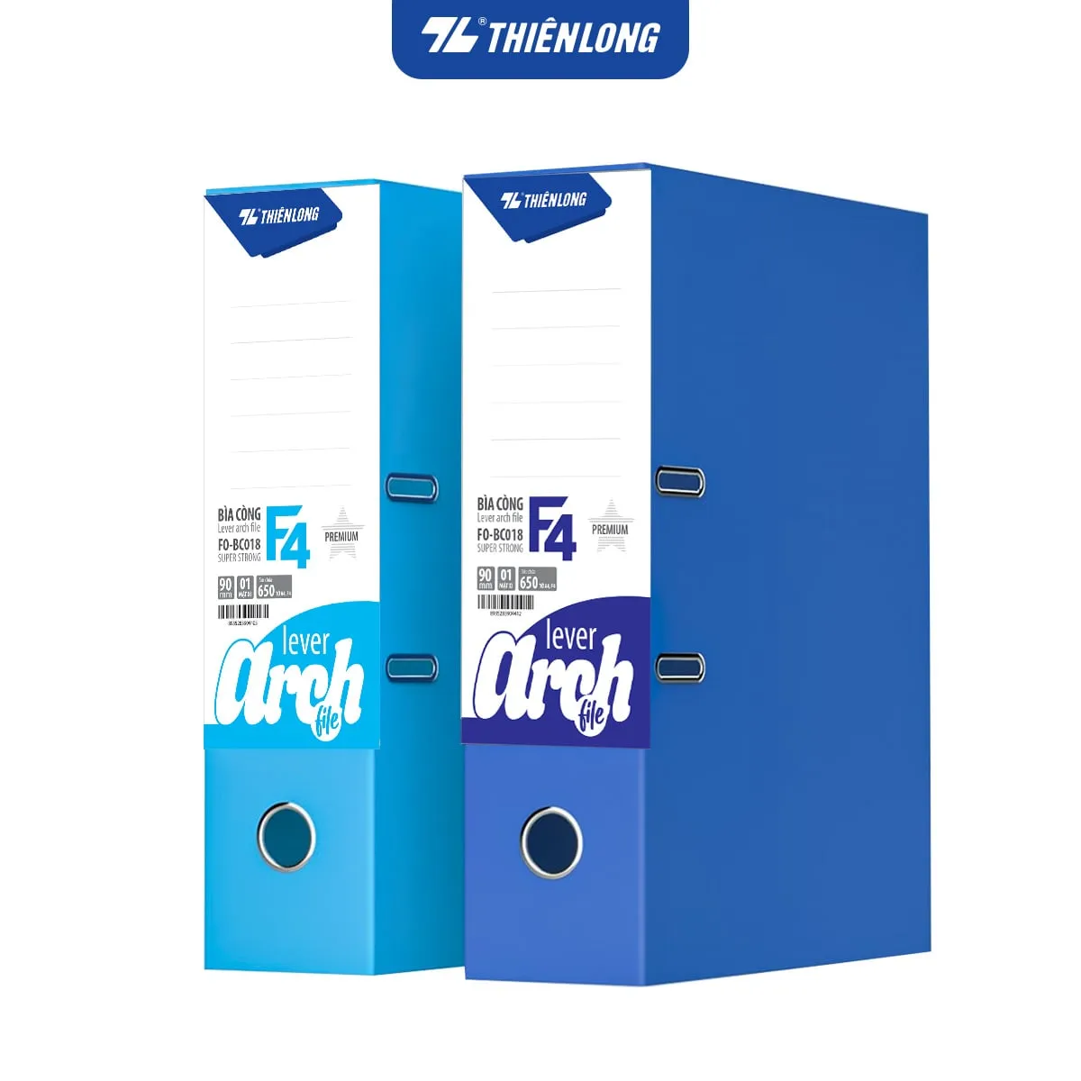bìa còng bật flexoffice FO-BC018 kích thước F4 màu xanh dương cứng cáp dùng lưu trữ tài liệu văn phòng