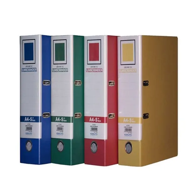 File càng cua kokuyo khổ A4 với 4 màu sắc xanh dương, xanh lá, đỏ và vàng dùng để lưu trữ tài liệu văn phòng.