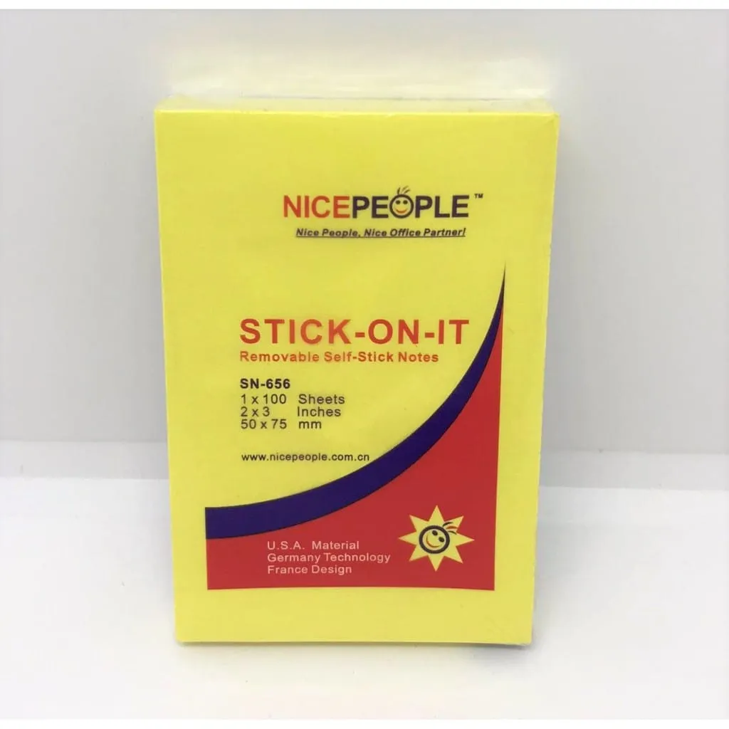 giấy note nice people màu vàng thương hiệu Stick-on-it loại 50x75mm thiết kế tiện dụng cho văn phòng