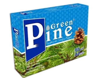 giấy a5 green pine thực tế là loại giấy in A4 Green Pine 65gsm với bao bì màu xanh dương nổi bật.