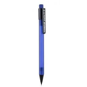 bút chì kim staedtler 777 màu xanh dương vỏ trong suốt trên nền trắng.