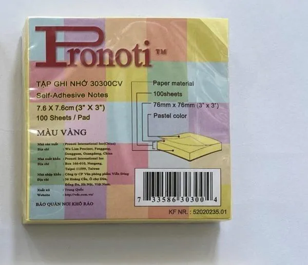 Ảnh Giấy note vàng ĐL 3x3 NICE (7,5x7,5)SN 654 (1 lố=12 tập)_1
