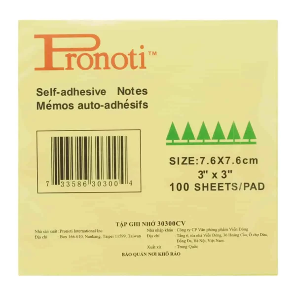 Ảnh Giấy note vàng Pronti 3x3(7,5x7,5)_1