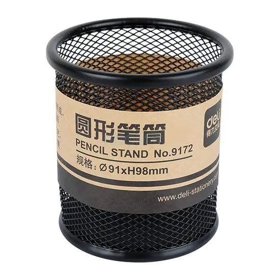 Ảnh Khay cắm bút sắt tròn Deli - 9172 đen (cốc)_1