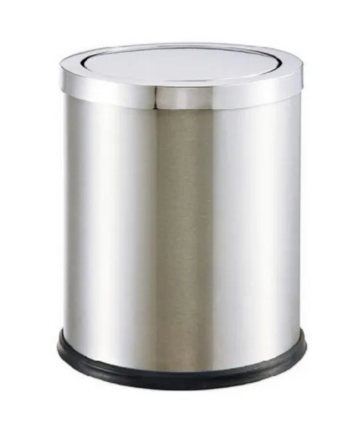 Thùng rác Inox tròn nắp bập bênh_1 Ảnh Thùng rác Inox tròn nắp bập bênh cho doanh nghiệp