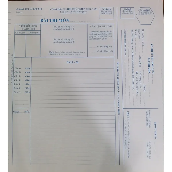 Ảnh Giấy Thi của Bộ (1.000 tờ/ tập) cho doanh nghiệp