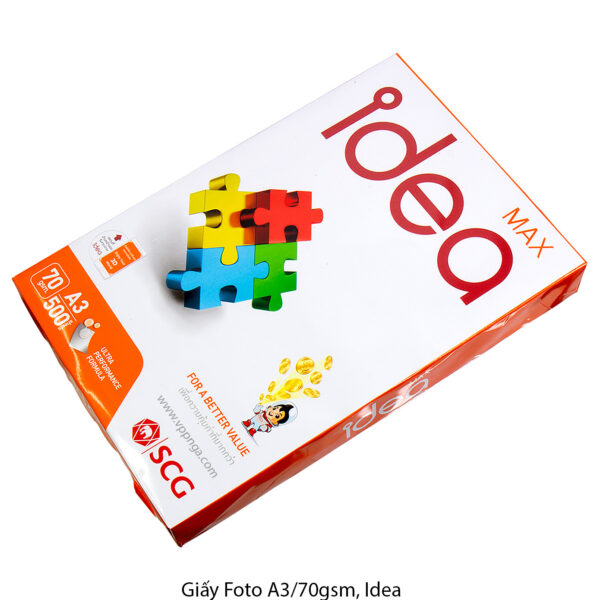 Giấy A3 Idea ĐL70, định lượng 70gsm, 500 tờ