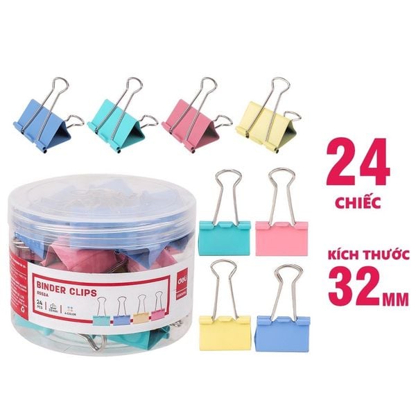 Kẹp sắt màu 32mm Deli E8553A