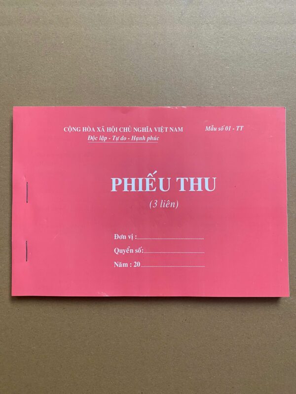 Phiếu thu 3 liên A5