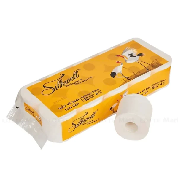 giay-ve-sinh-cao-cap-4-lop-silkwell-seu-vang-co-loi Giấy vệ sinh cao cấp 4 lớp Silkwell Sếu vàng - Có lõi