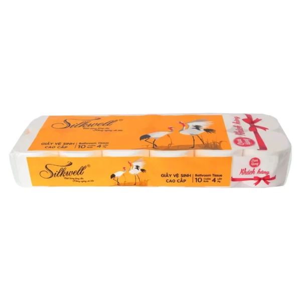 Giấy vệ sinh cao cấp 4 lớp Silkwell Sếu vàng - Không lõi